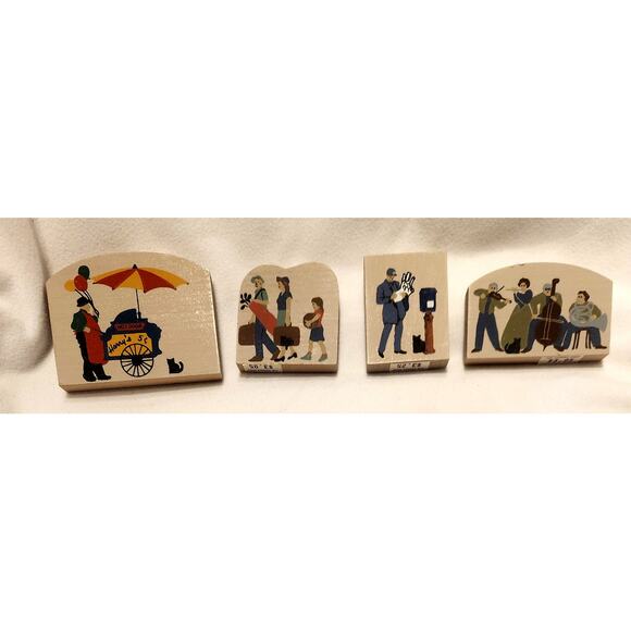 The Cat’s Meow Village Wooden Shelf Sitters Lot of 4 Folk Art Street Scenes USA - Picture 1 of 1